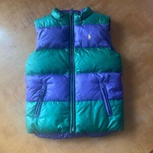 Ralph Lauren Kids Purple and Green Reversible Down filled Puffer Vest